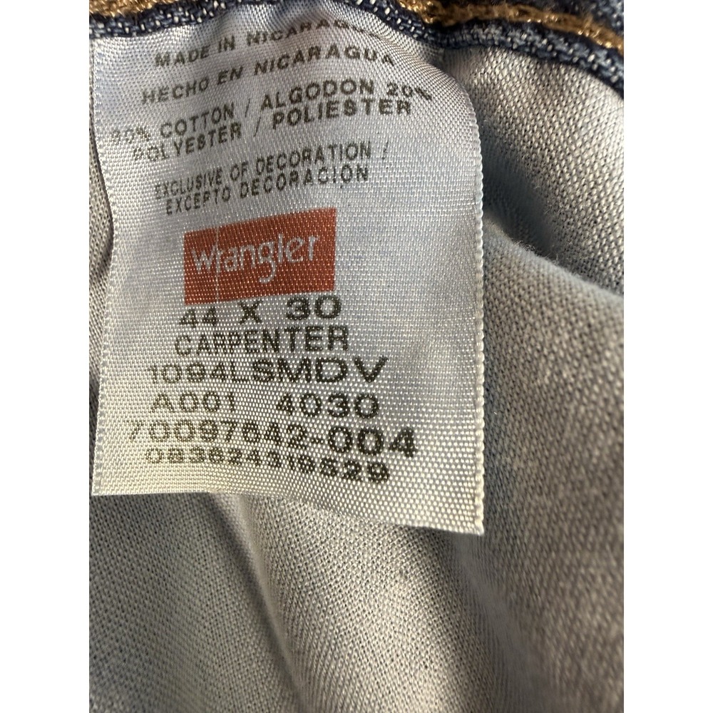 Wrangler Carpenter Jeans Mens 40x30 Blue Denim Hammer Loop Utility Work - Picture 5 of 6